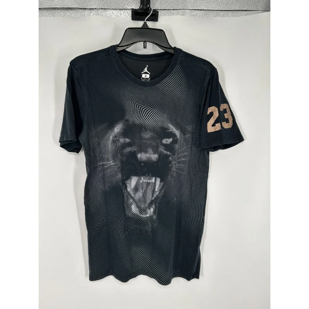 Jordan AJ Phantom Panther T Shirt Mens Small Black Dri Fit Short Sleeve Pullover